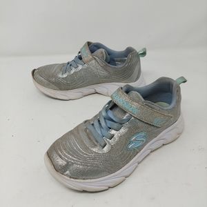 Skechers Dynamic Dash Silver Infinite Shimmer Sneakers Athletic Girl's Size 2